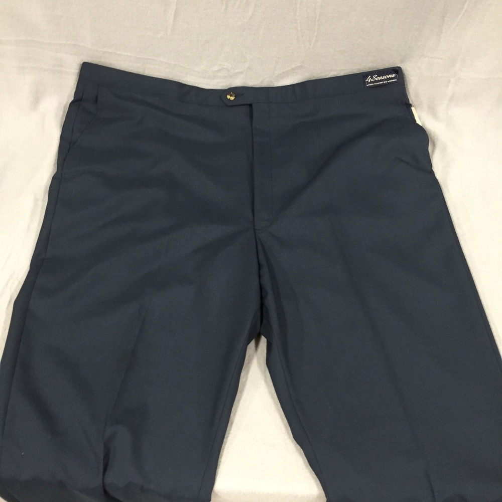 Sansabelt Mens Blue Dress Slack Pants 48R Wrinkle Resistant Wool Blend 4 Season